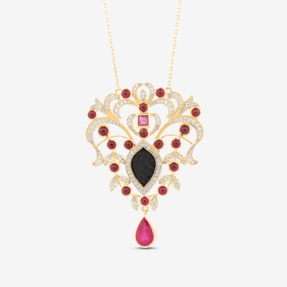 18 ayar altin yakut tasli kabe ortulu kolye kiswah