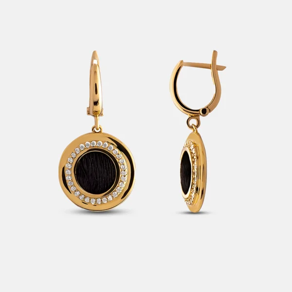 18K Gold Round Patterned Kaaba Covered Earrings GKS106-GPWZ-1