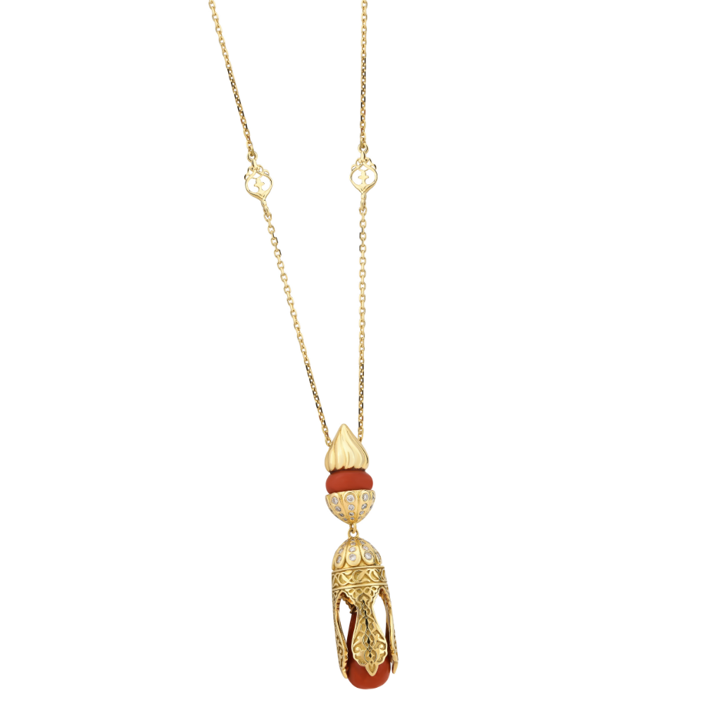 18-karat gold and diamond Minare-i Zarafet Necklace with minaret motif.