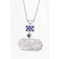 18-karat gold necklace with sapphire and diamond details featuring Andalusian calligraphy art