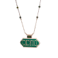18-karat gold Hat-ı Asil necklace with green enamel calligraphy and diamond details