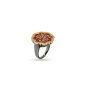18-karat gold and diamond-detailed, red enameled, rose-shaped, calligraphy motif Art Ring (smoky body).