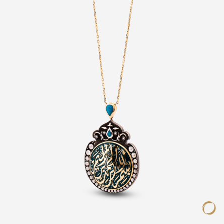 18-karat gold and diamond-studded, vertical-style Summit Necklace.