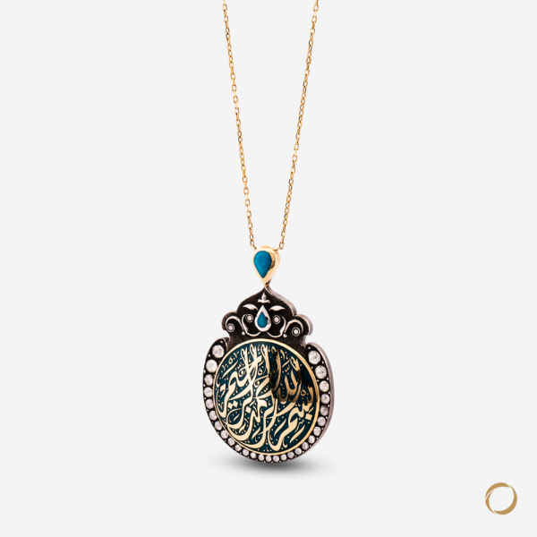 18-karat gold and diamond-studded, vertical-style Summit Necklace.