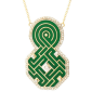 18-karat gold necklace with diamond stones, green enamel, inscribed with 