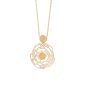 18-karat gold and diamond-detailed, circular, geometric labyrinth-shaped, cage-work luxury necklace.