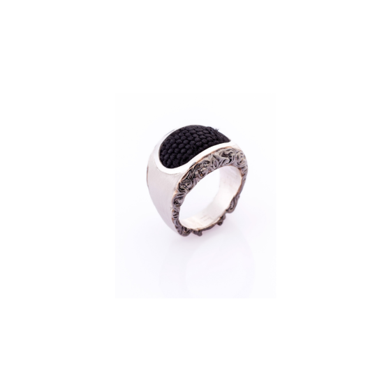 925 sterling silver men's ring with woven Kaaba cover motif