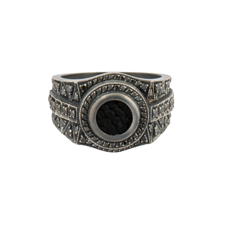 925K Sterling Silver Kaaba Covered Power Ring with Diamonds - Image 2