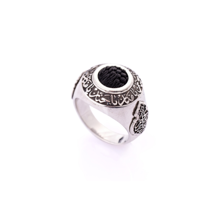 925 sterling silver, Zafir ring with detailed Kaaba cover weaving