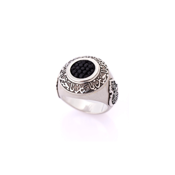 925 sterling silver, Zafir ring with detailed Kaaba cover weaving