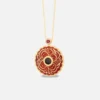 18-karat gold necklace in the shape of a lamp with ruby stones featuring a Kaaba cover motif