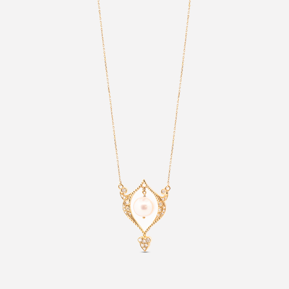 Pırlanta taşlı göz formunda tasarlanmış 18 ayar altın kolye ucu