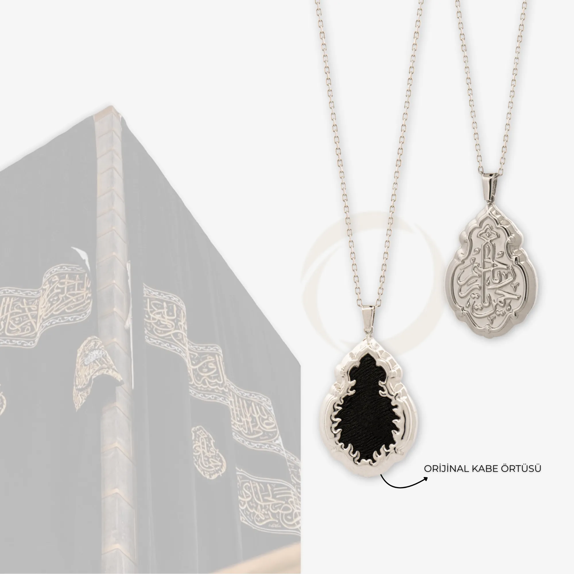 925 Ayar Kabe Örtülü Gümüş Mini Kandil Ya Rahman Kolye