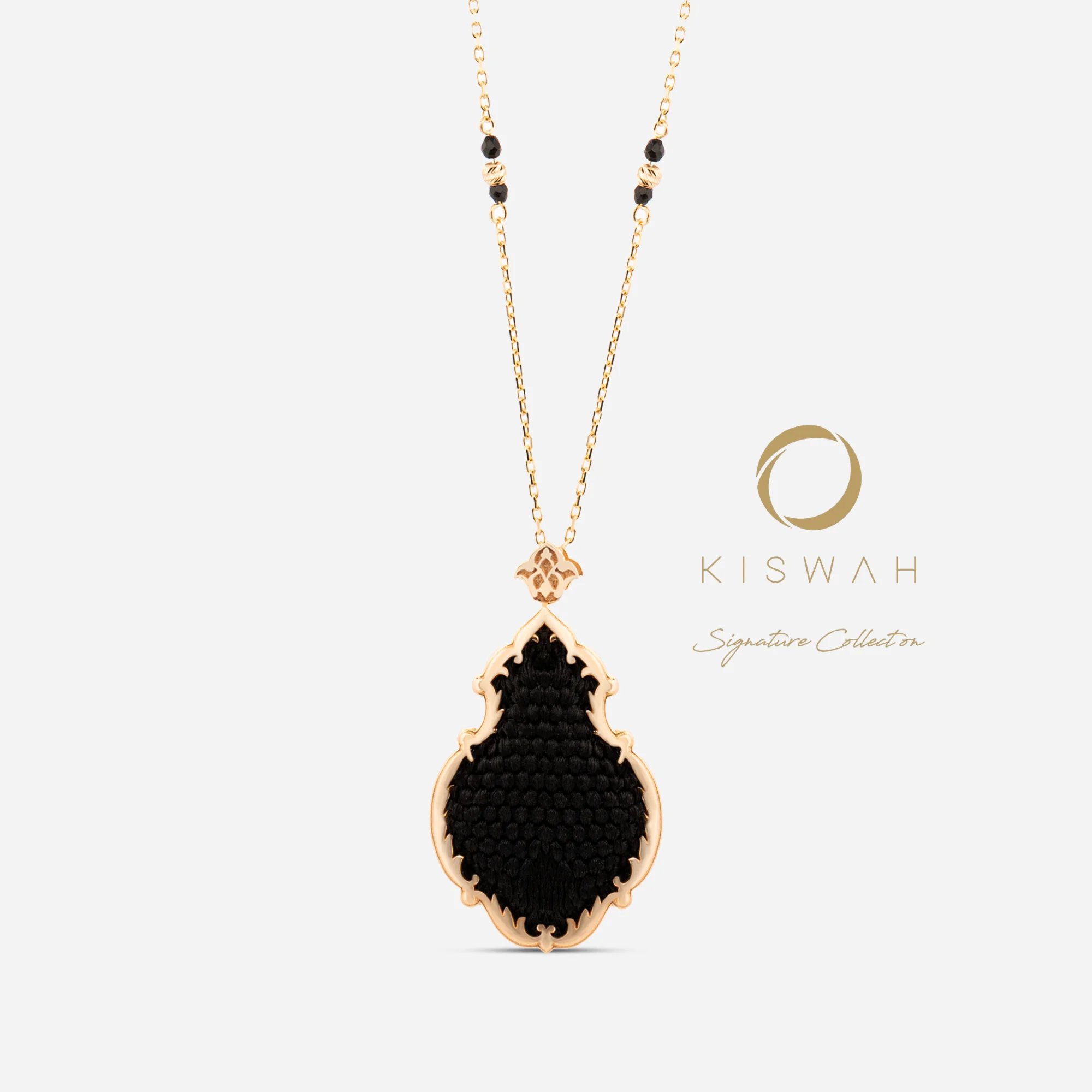 925 Sterling Silver Gold Plated Large Qandeel Model Kaaba Covered Necklace