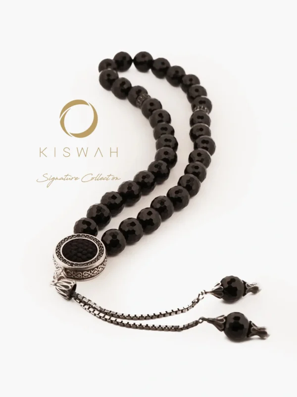 925 Ayar Gümüş Kabe Örtülü Yuvarlak 33'lü Tesbih